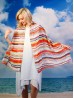 Multi-way Striped Patterned Chiffon Shawl W/ Button